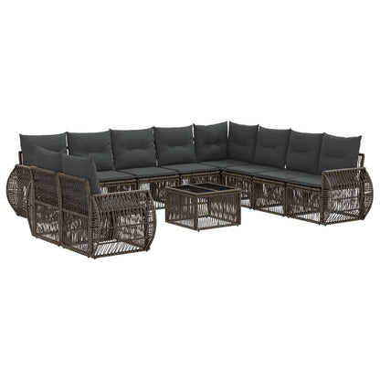 Gartensofa-set 11 stk. Grau und Dunkelgrau Poly-Rattan