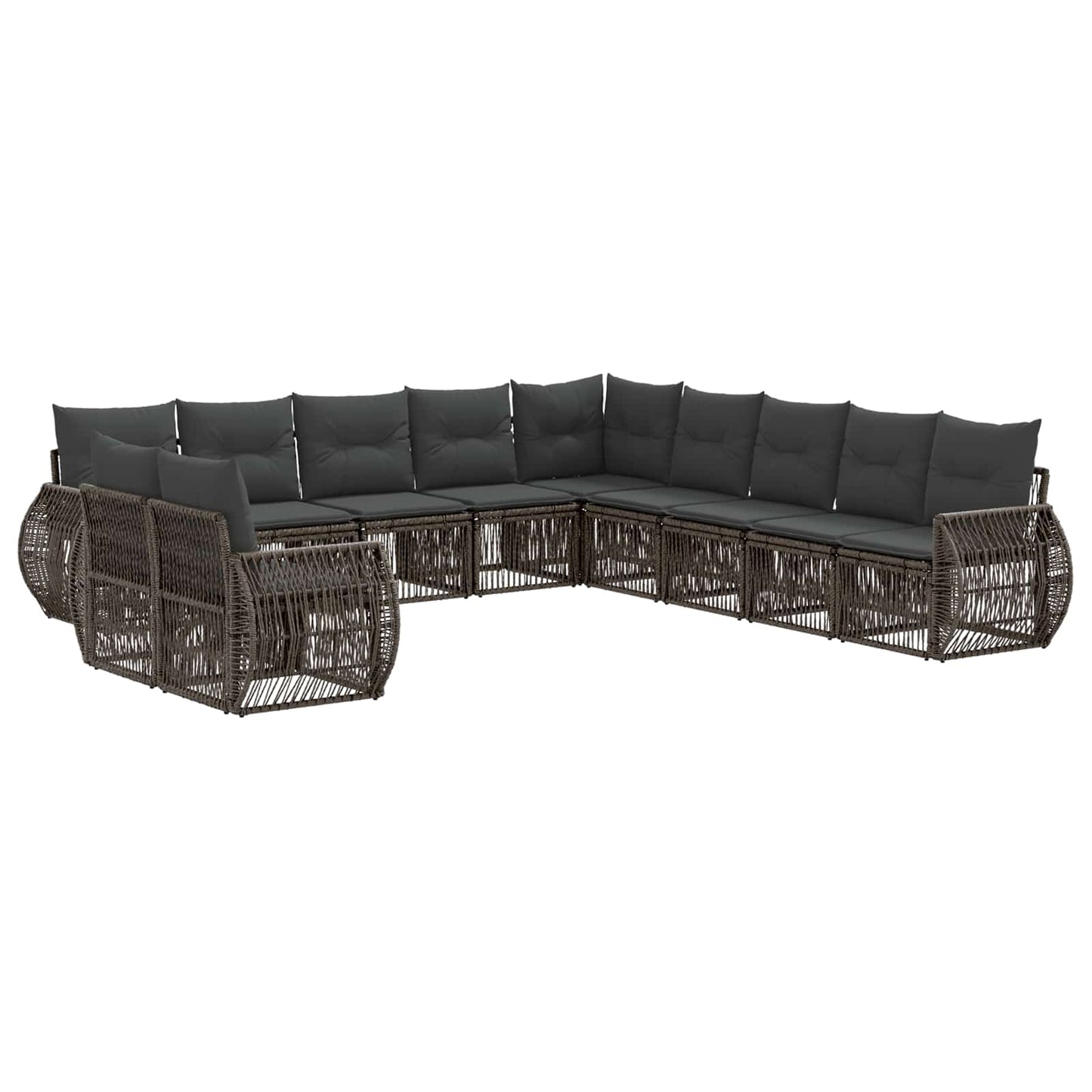 Gartensofa-set 11 pcs Grau und Dunkelgrau Poly-Rattan