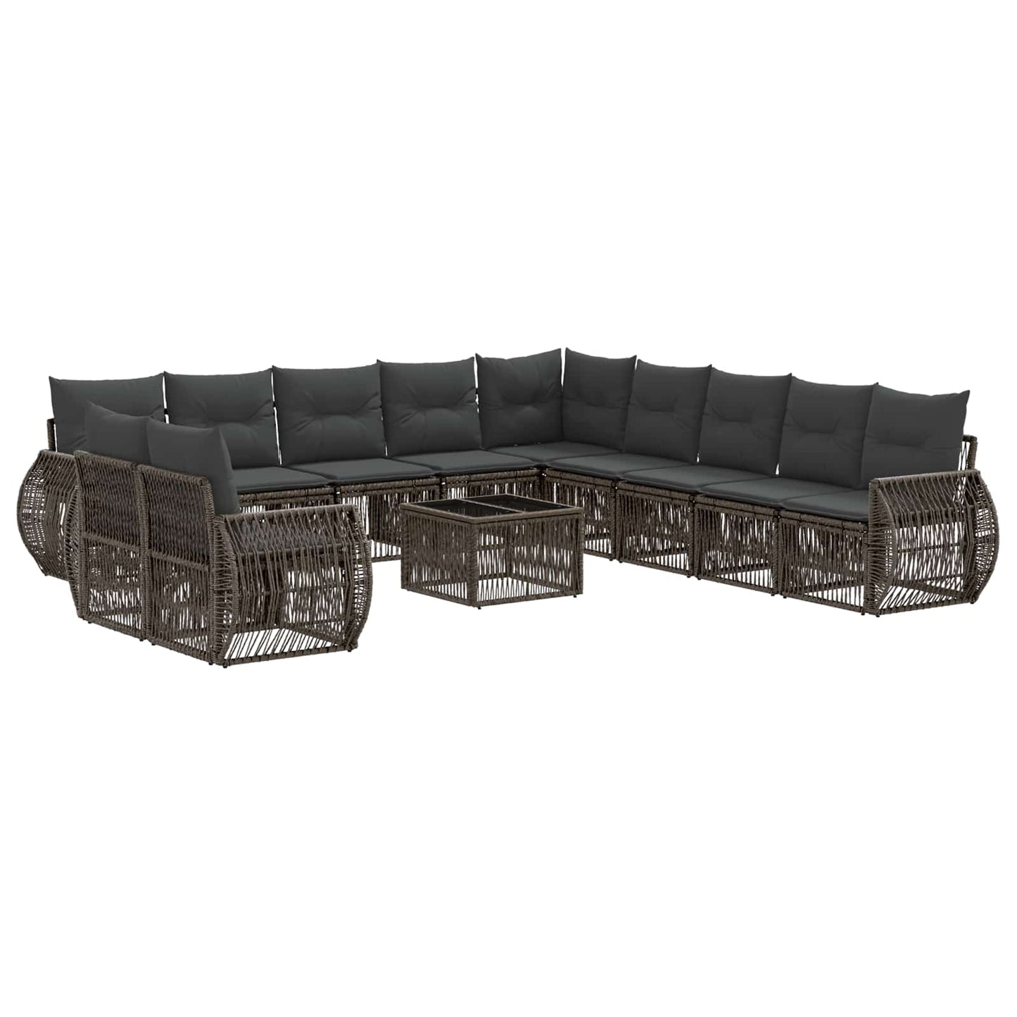 Gartensofa-set 12 stk. Grau und Dunkelgrau Poly-Rattan