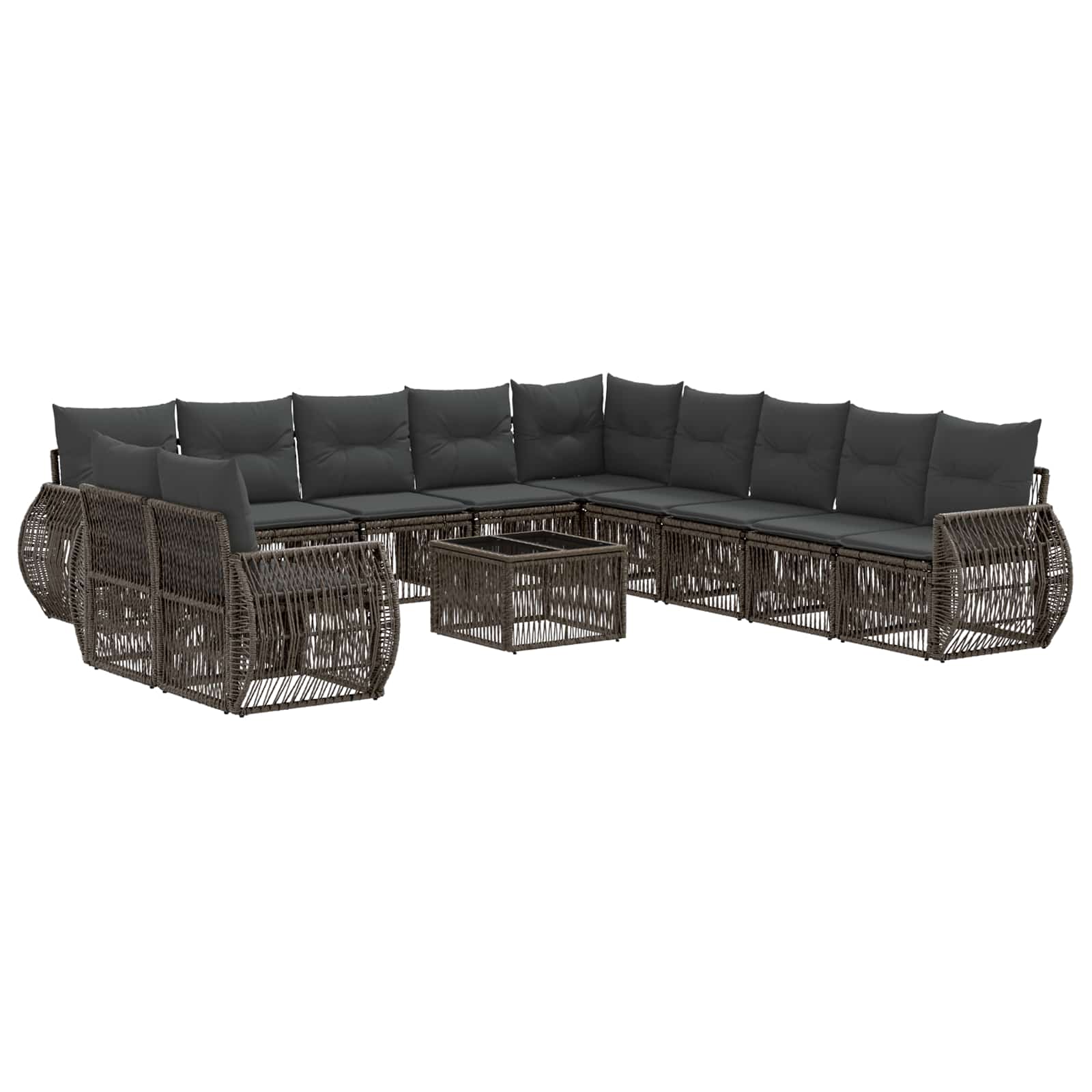 Gartensofa-set 12 stk. Grau und Dunkelgrau Poly-Rattan