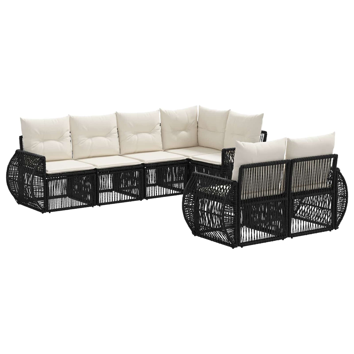 Gartensofa-set 7 stk. 7-Sitzanzahl Schwarz und Cremeweiß