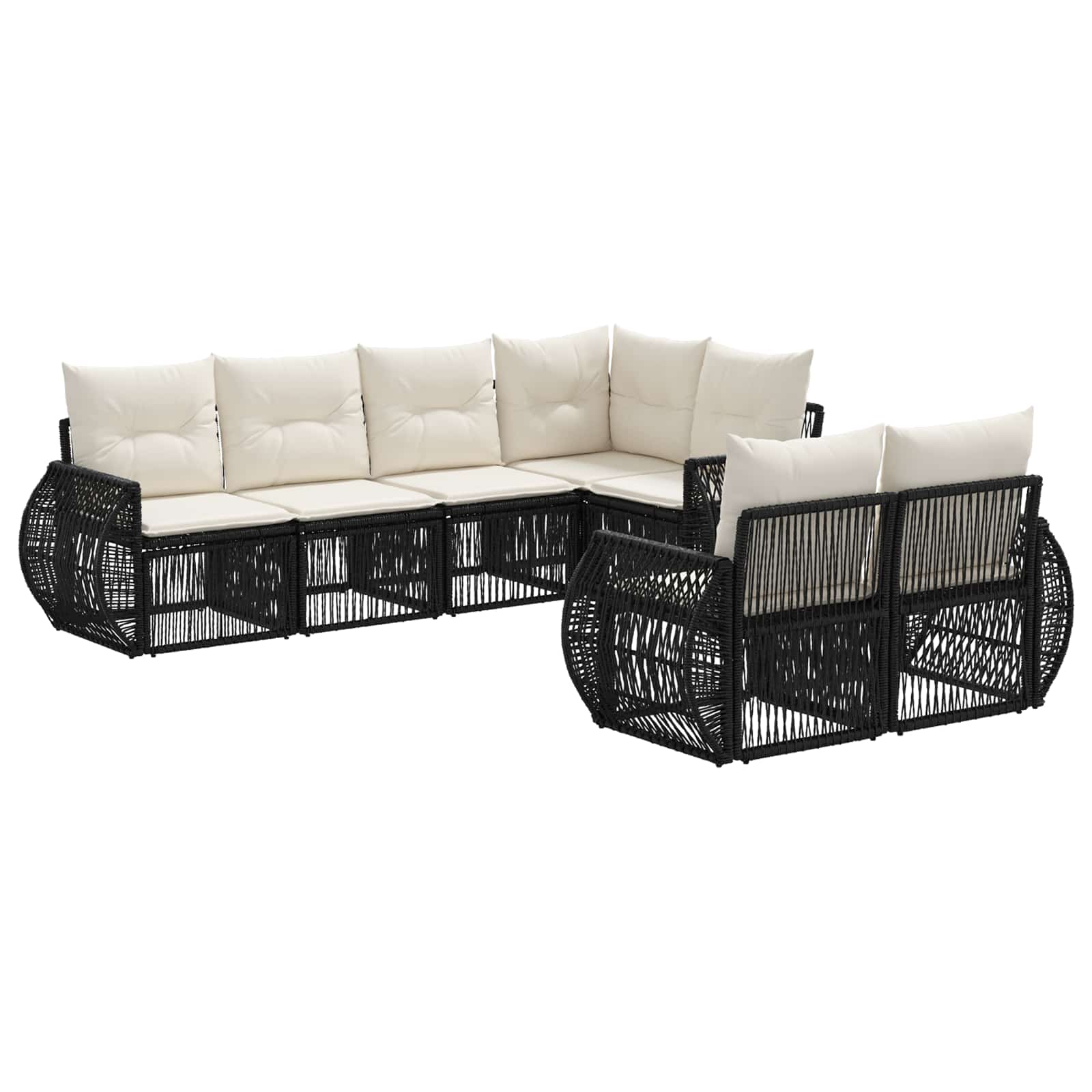 Gartensofa-set 7 stk. 7-Sitzanzahl Schwarz und Cremeweiß