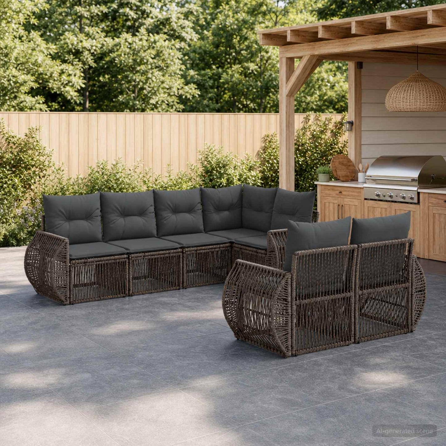Gartensofa-set 7 stk. 7-Sitzanzahl Grau und Dunkelgrau