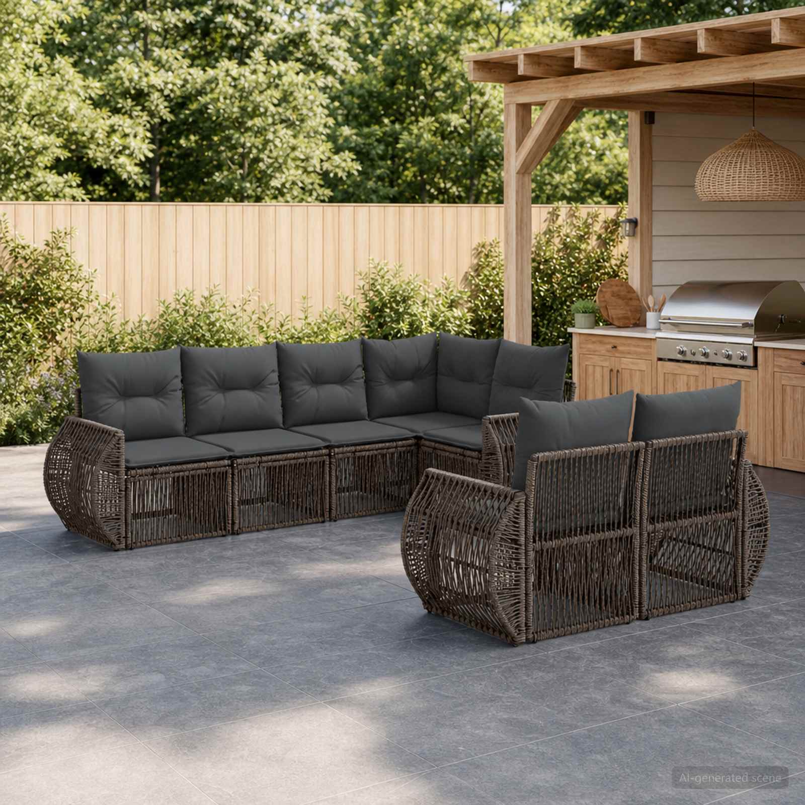 Gartensofa-set 7 stk. 7-Sitzanzahl Grau und Dunkelgrau