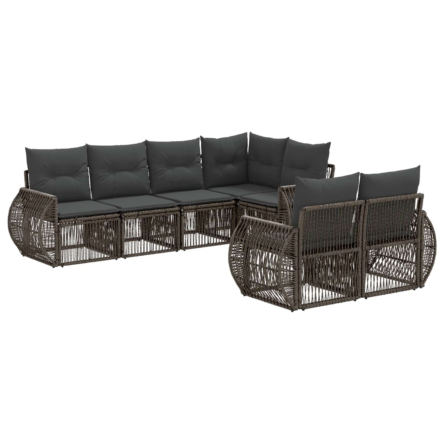 Gartensofa-set 7 stk. 7-Sitzanzahl Grau und Dunkelgrau