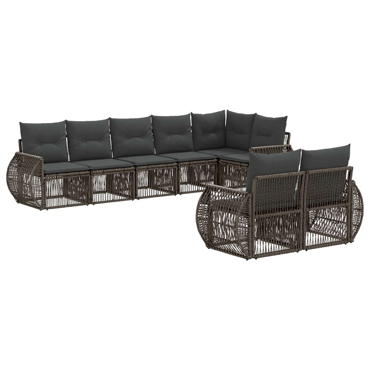 Gartensofa-set 8 pcs Grau und Dunkelgrau Poly-Rattan