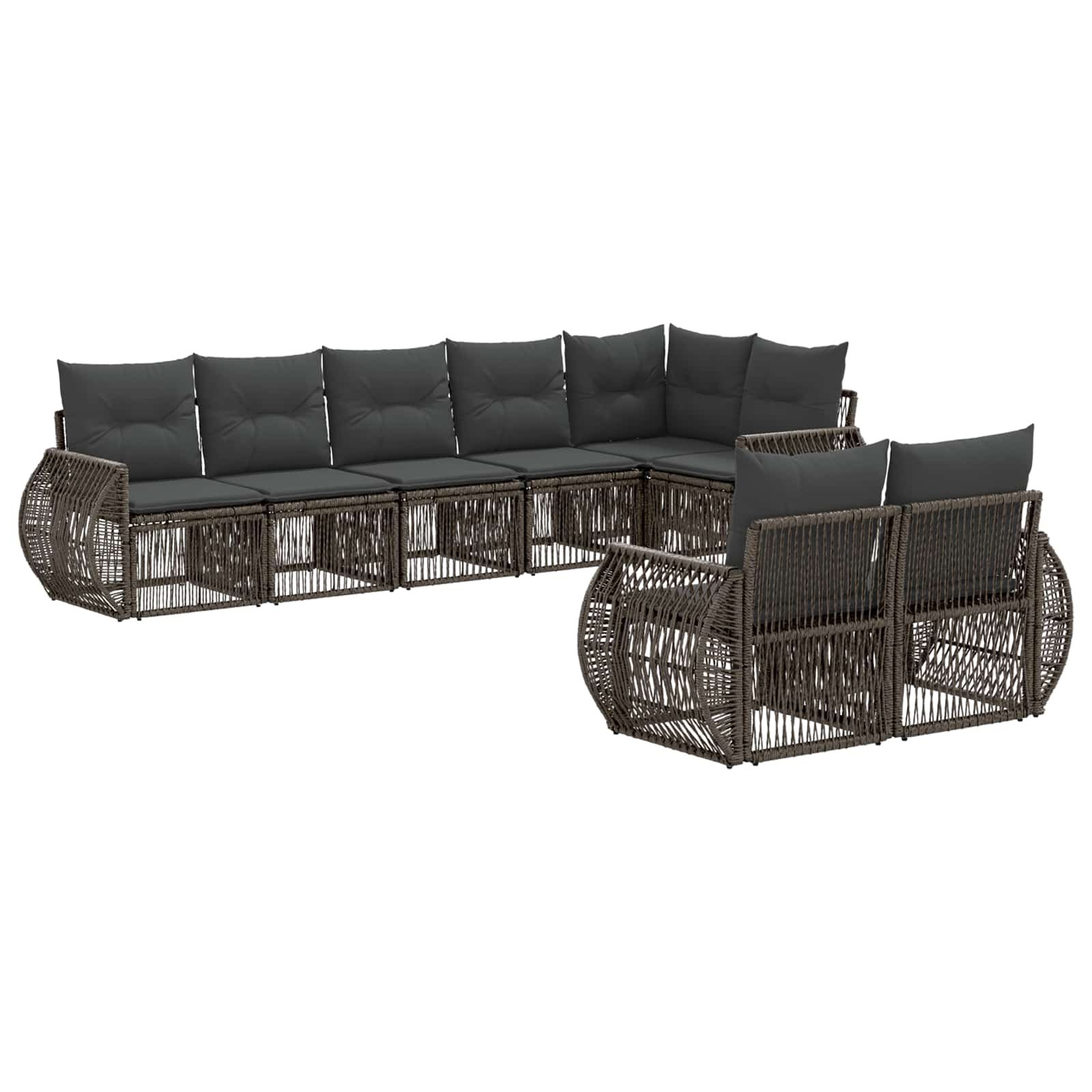 Gartensofa-set 8 pcs Grau und Dunkelgrau Poly-Rattan