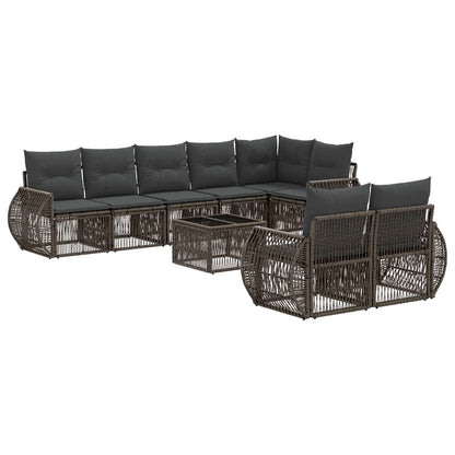Gartensofa-set 9 stk. Grau und Dunkelgrau Poly-Rattan