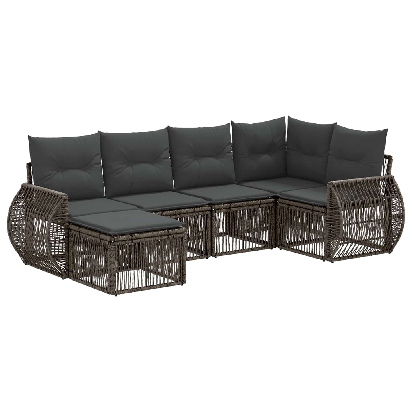 Gartensofa-set 6 stk. Grau und Dunkelgrau Poly-Rattan