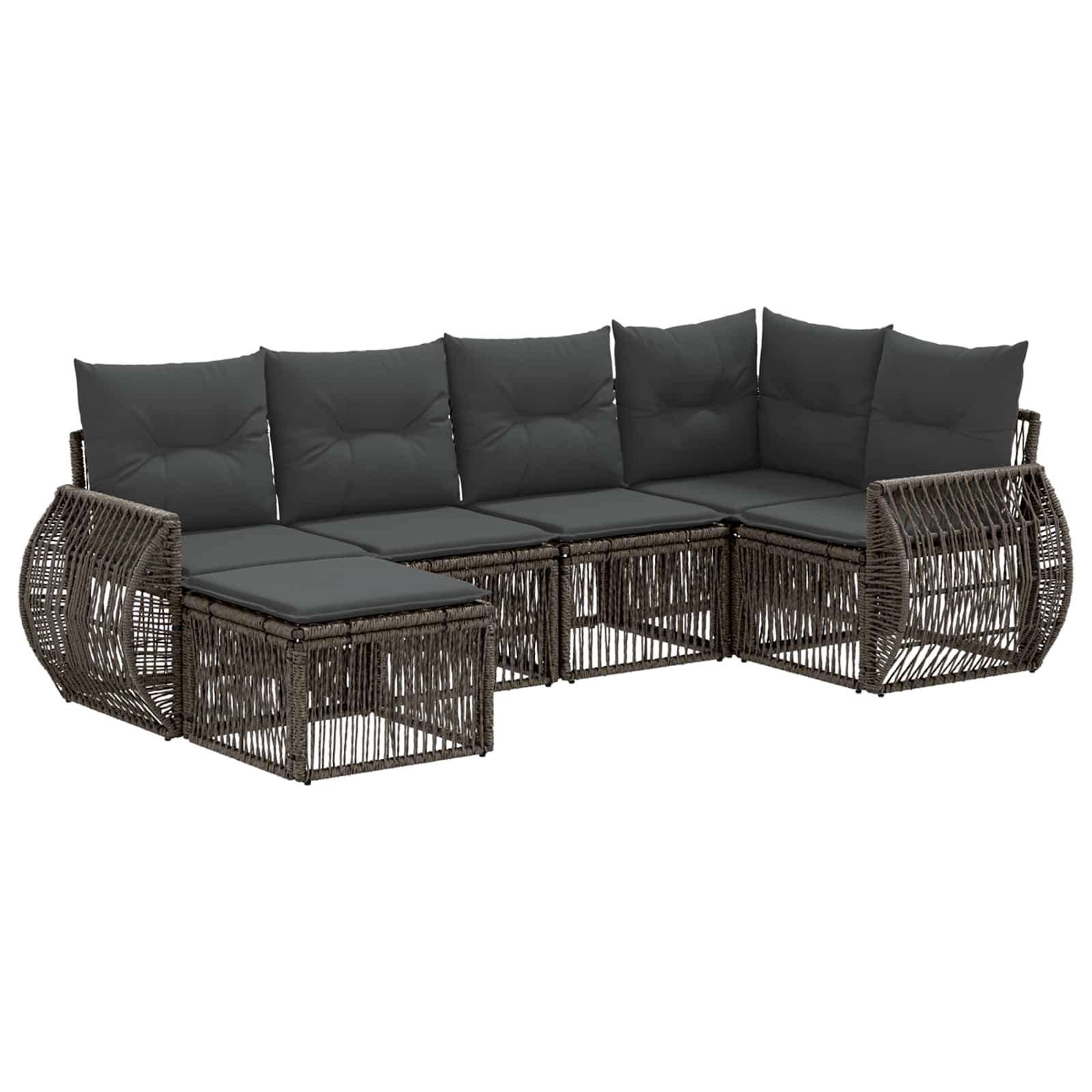 Gartensofa-set 6 stk. Grau und Dunkelgrau Poly-Rattan