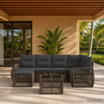 Gartensofa-set 7 stk. Grau und Dunkelgrau Poly-Rattan