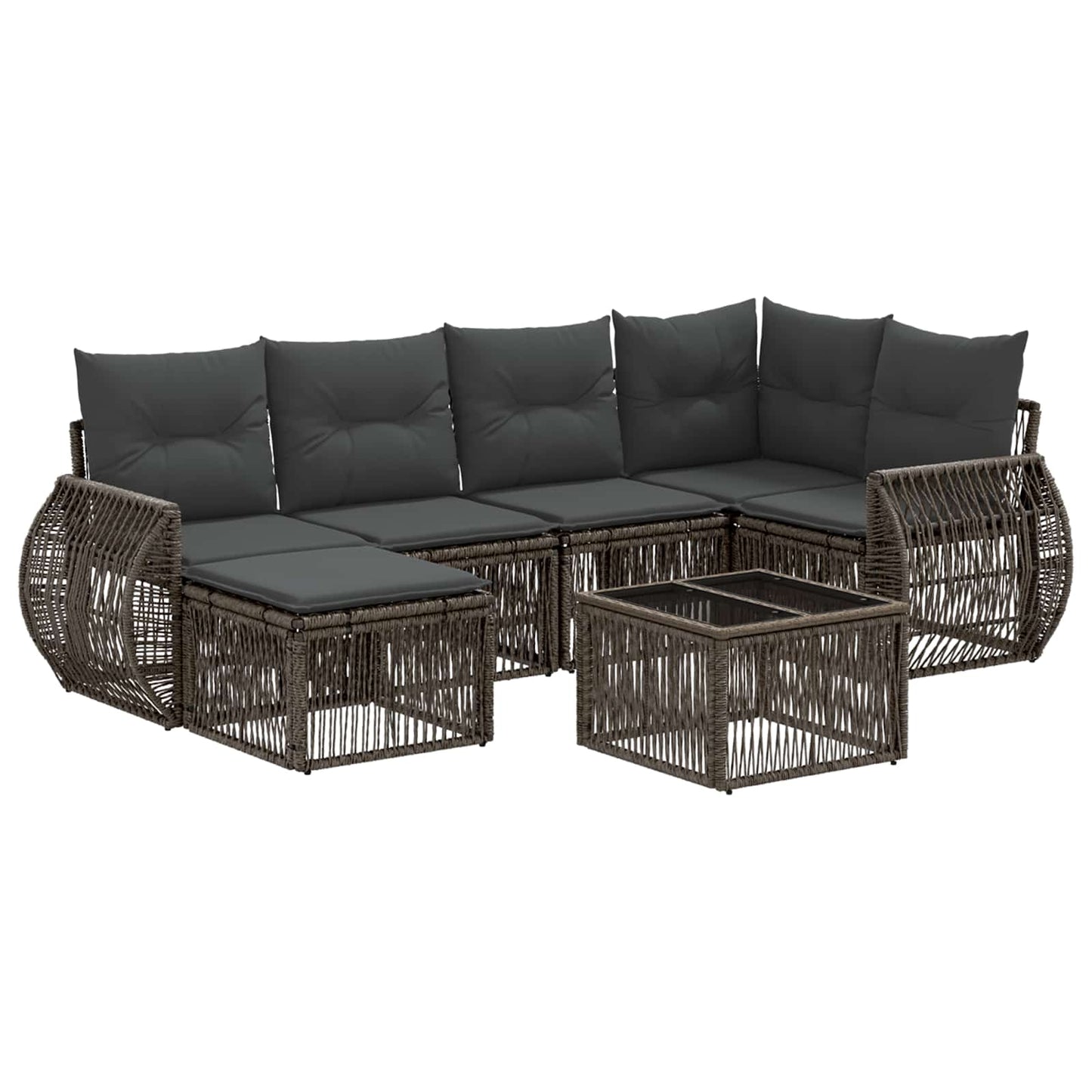 Gartensofa-set 7 stk. Grau und Dunkelgrau Poly-Rattan