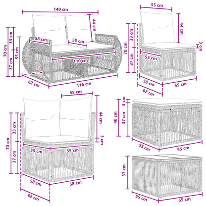 Gartensofa-set 7 stk. Grau und Dunkelgrau Poly-Rattan