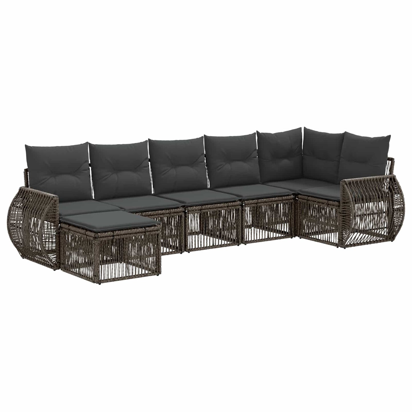 Gartensofa-set 7 pcs Grau und Dunkelgrau Poly-Rattan