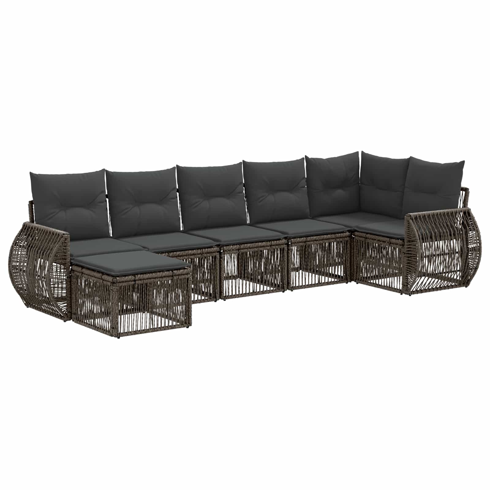 Gartensofa-set 7 pcs Grau und Dunkelgrau Poly-Rattan