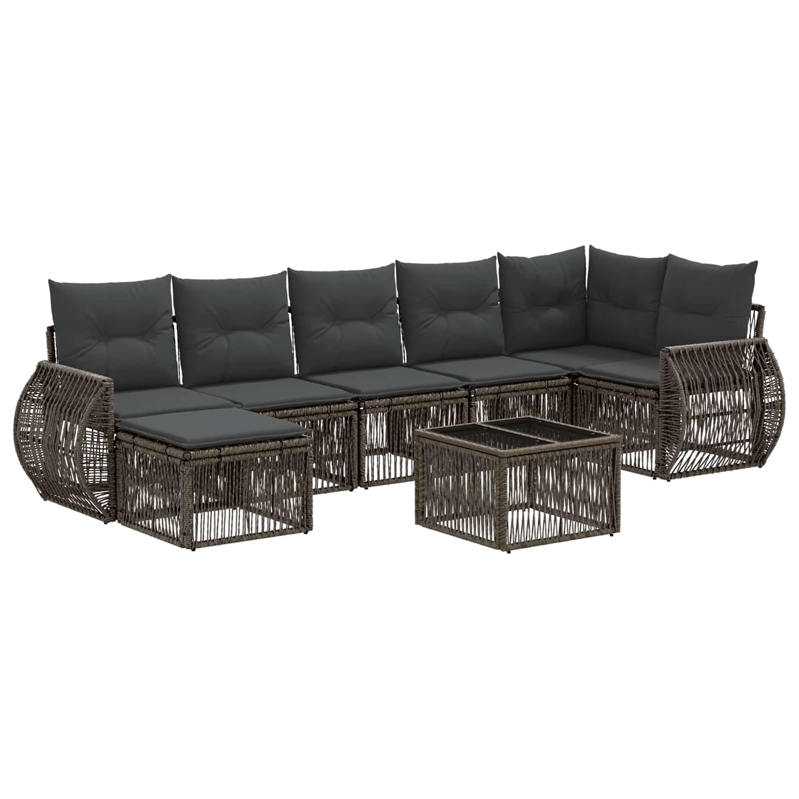 Gartensofa-set 8 stk. Grau und Dunkelgrau Poly-Rattan