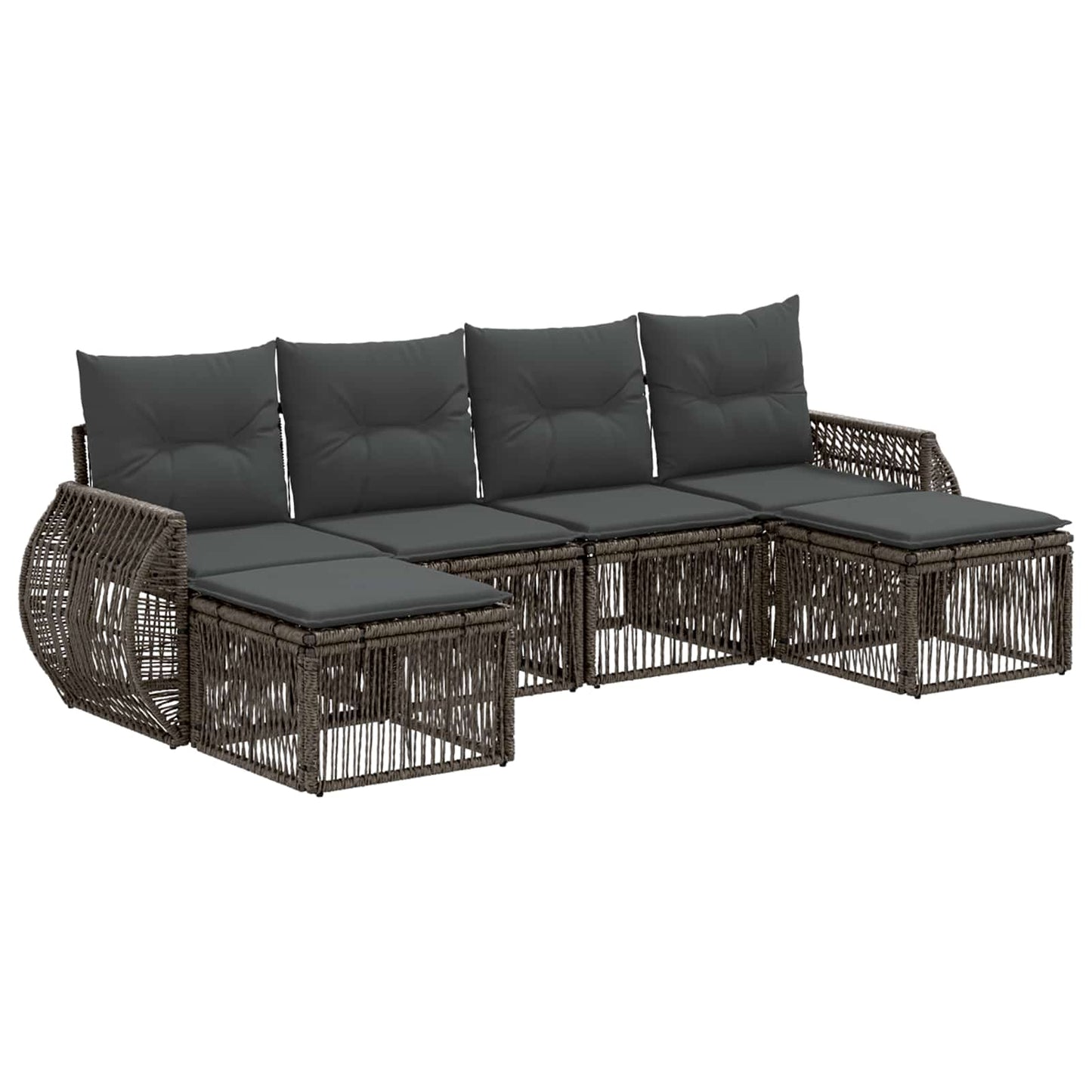 Gartensofa-set 6 stk. Grau und Dunkelgrau Poly-Rattan