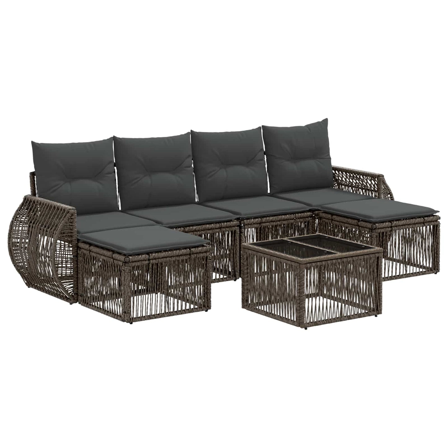 Gartensofa-set 7 stk. Grau und Dunkelgrau Poly-Rattan