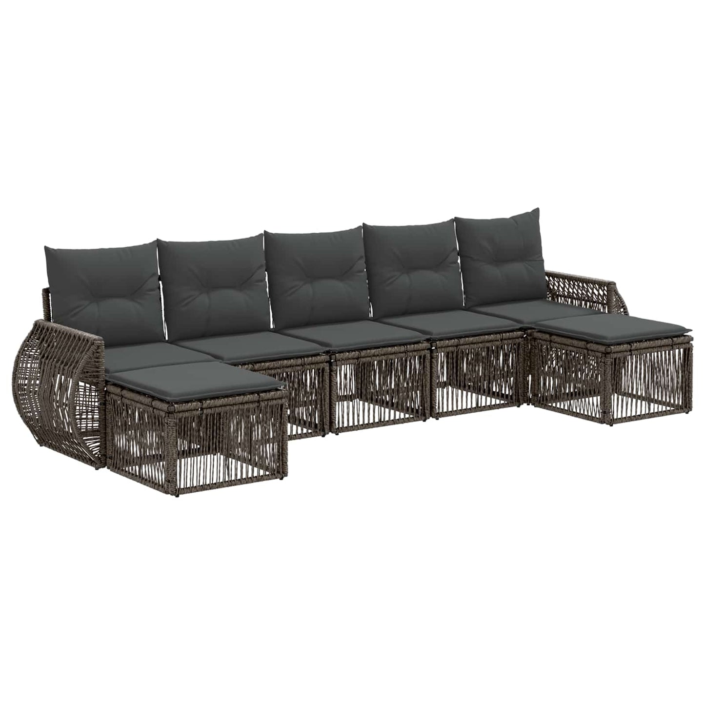 Gartensofa-set 7 stk. Grau und Dunkelgrau Poly-Rattan