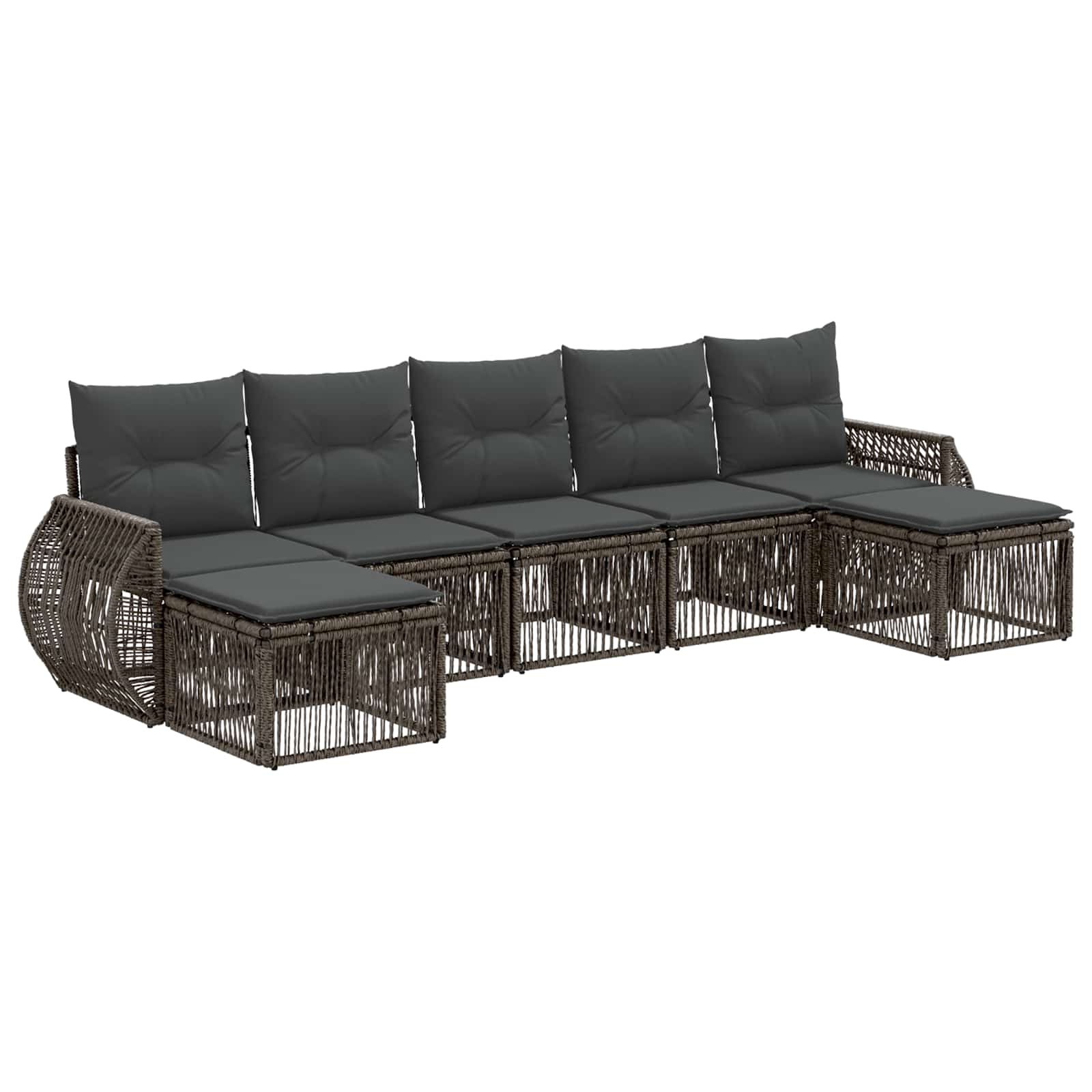 Gartensofa-set 7 stk. Grau und Dunkelgrau Poly-Rattan