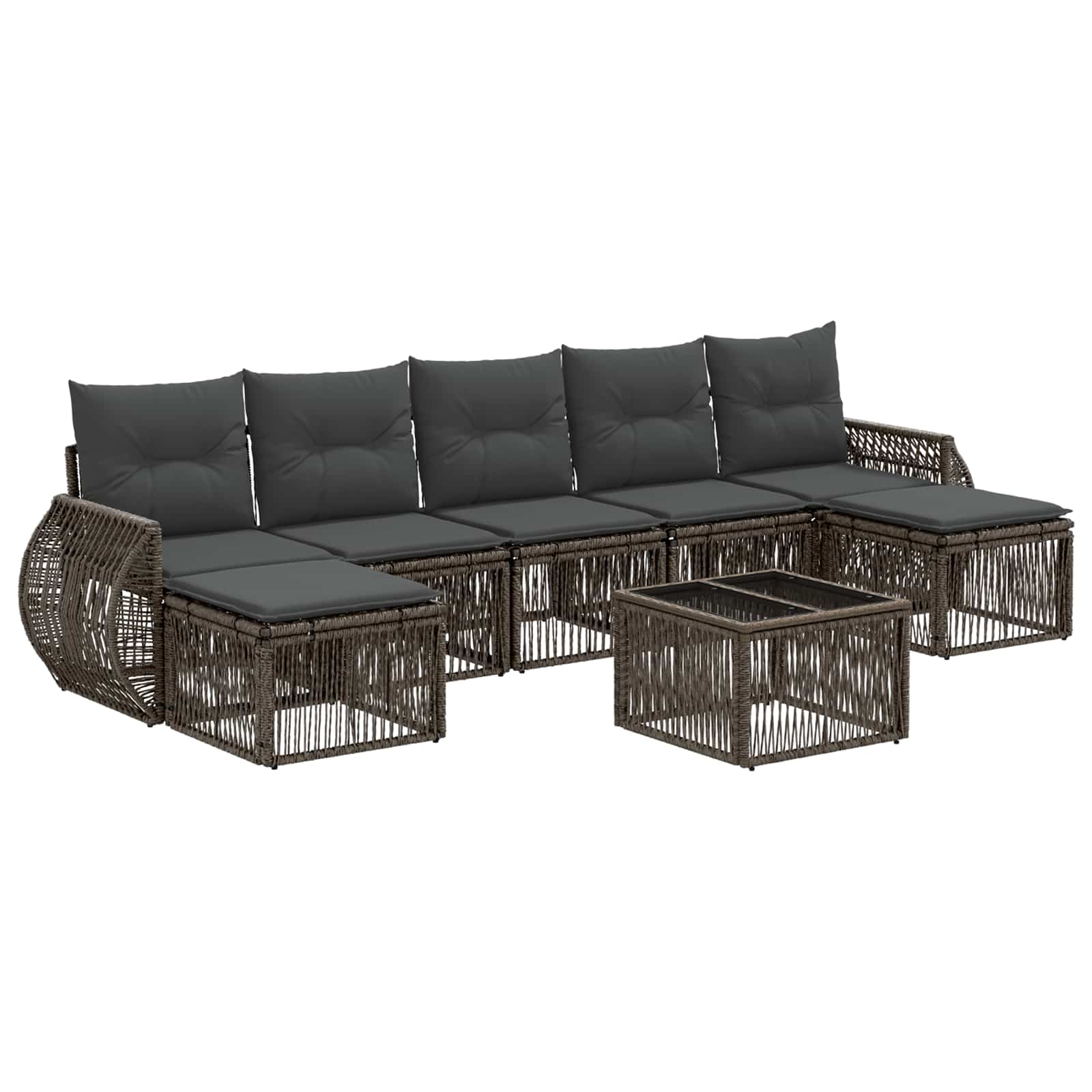 Gartensofa-set 8 stk. Grau und Dunkelgrau Poly-Rattan