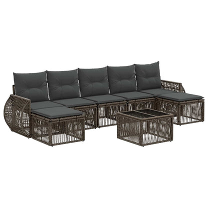 Gartensofa-set 8 stk. Grau und Dunkelgrau Poly-Rattan