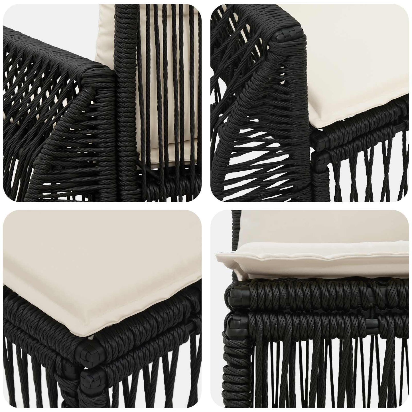 Gartensofa-set 8 stk. Schwarz und Cremeweiß Poly-Rattan