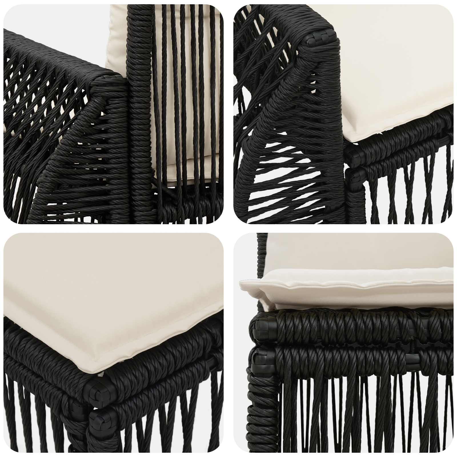 Gartensofa-set 8 stk. Schwarz und Cremeweiß Poly-Rattan