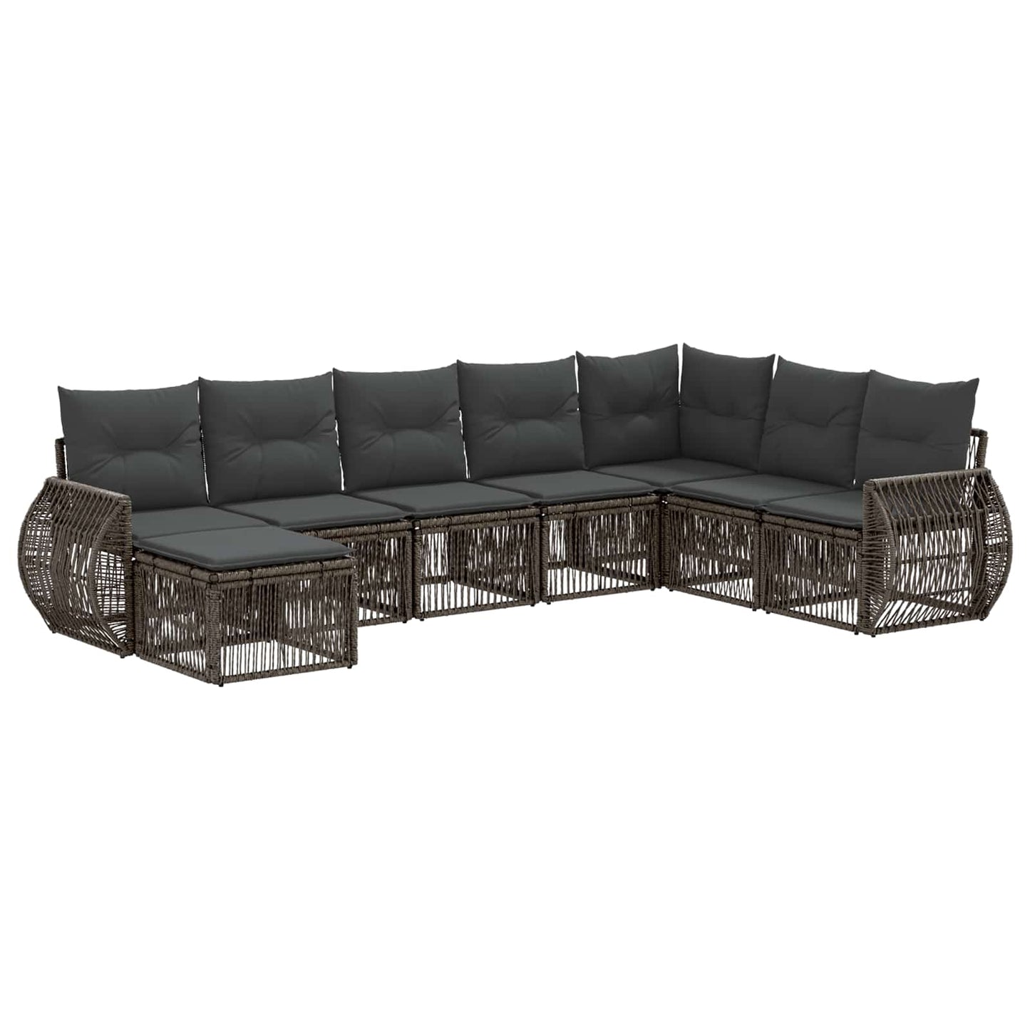 Gartensofa-set 8 stk. Grau und Dunkelgrau Poly-Rattan