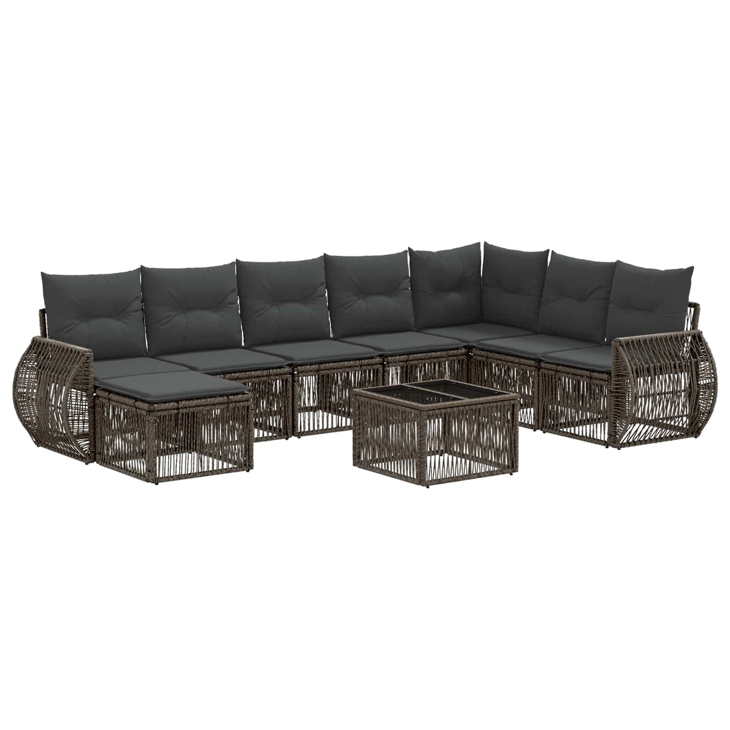 Gartensofa-set 9 stk. Grau und Dunkelgrau Poly-Rattan