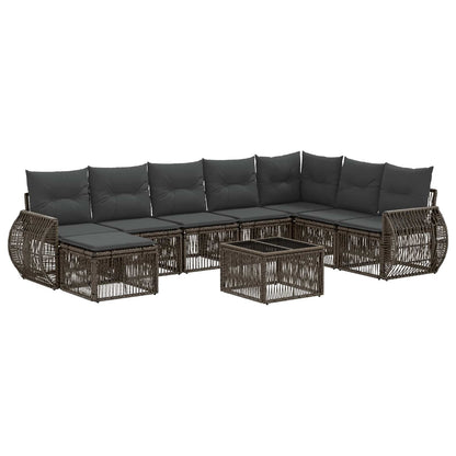 Gartensofa-set 9 stk. Grau und Dunkelgrau Poly-Rattan