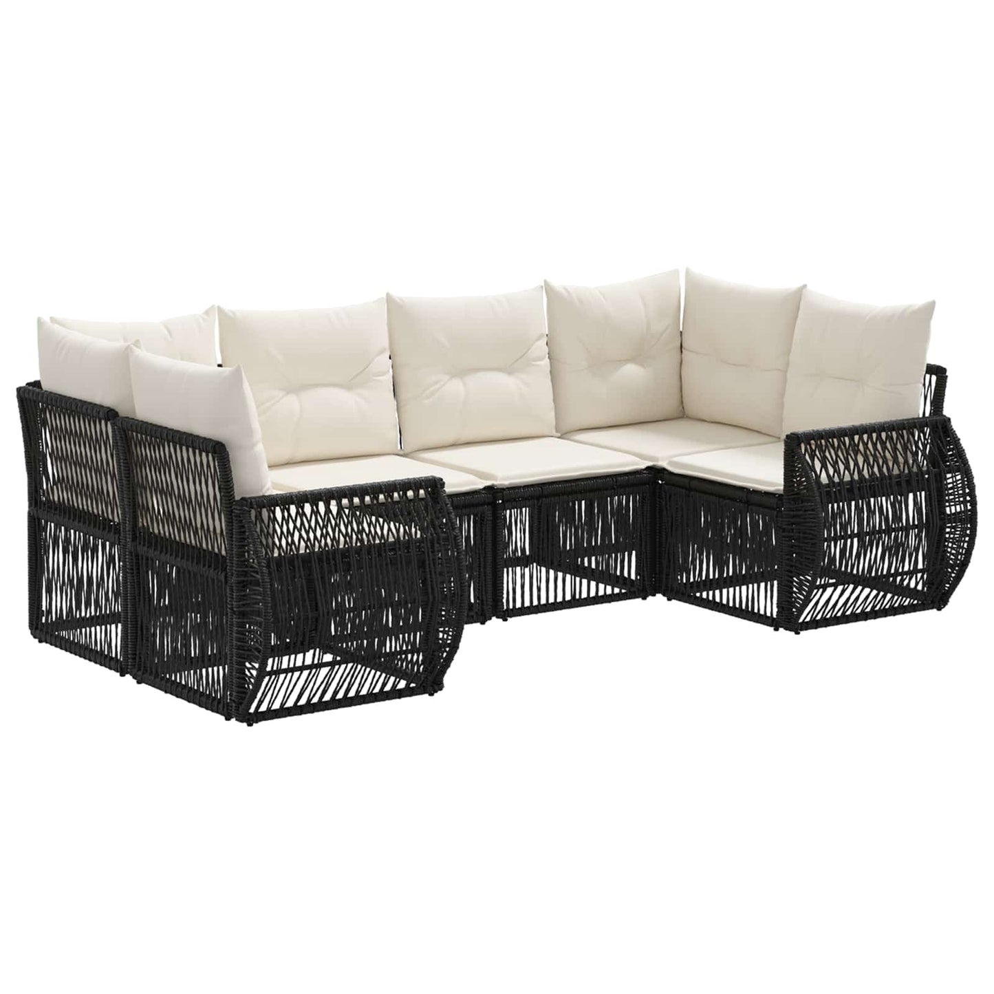 Gartensofa-set 6 stk. 6-Sitzanzahl Schwarz und Cremeweiß