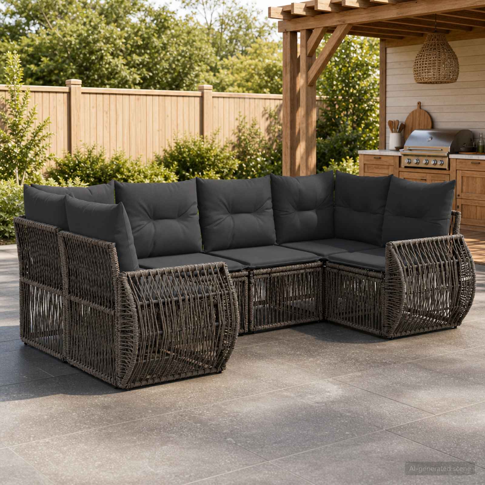 Gartensofa-set 6 stk. 6-Sitzanzahl Grau und Dunkelgrau