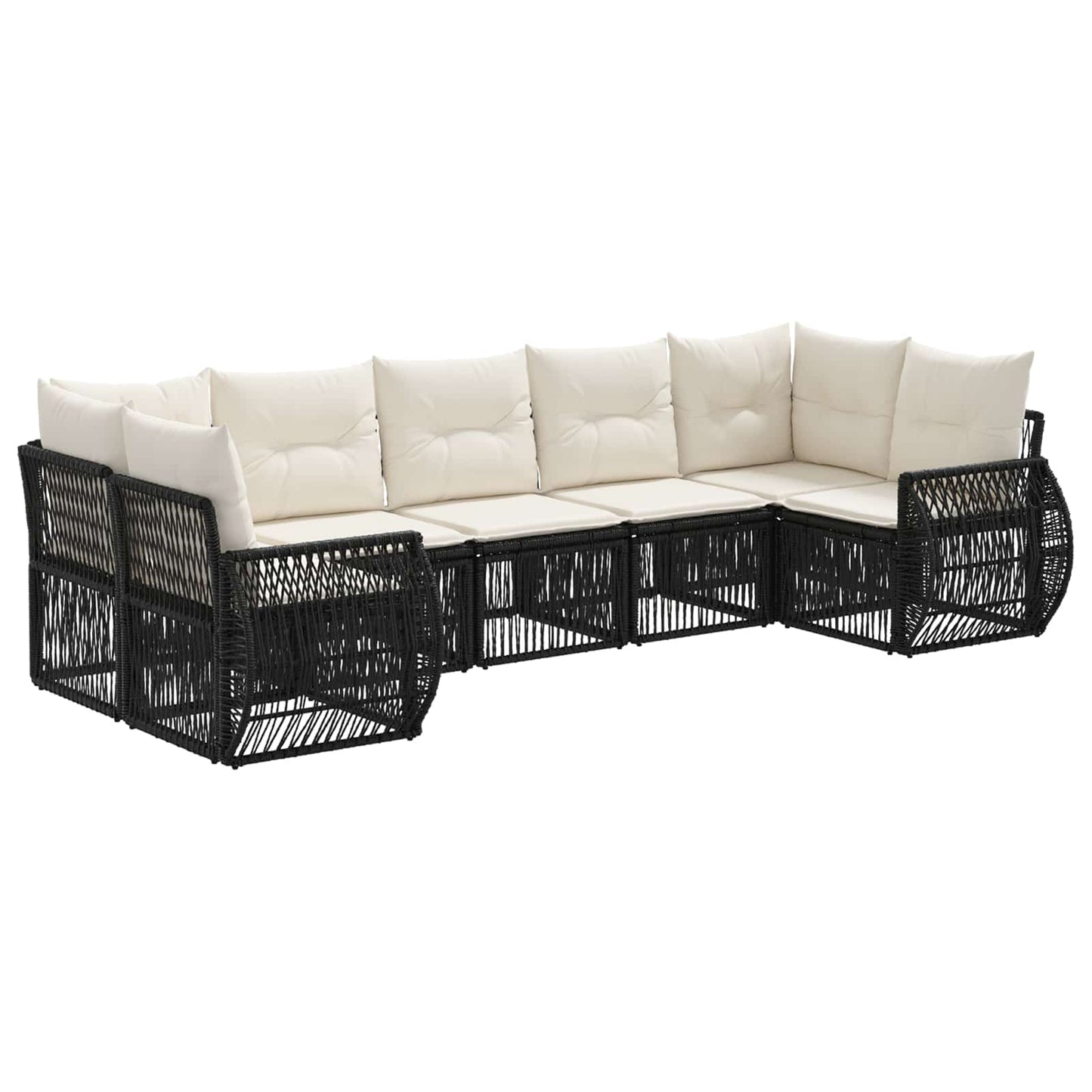Gartensofa-set 7 stk. 7-Sitzanzahl Schwarz und Cremeweiß