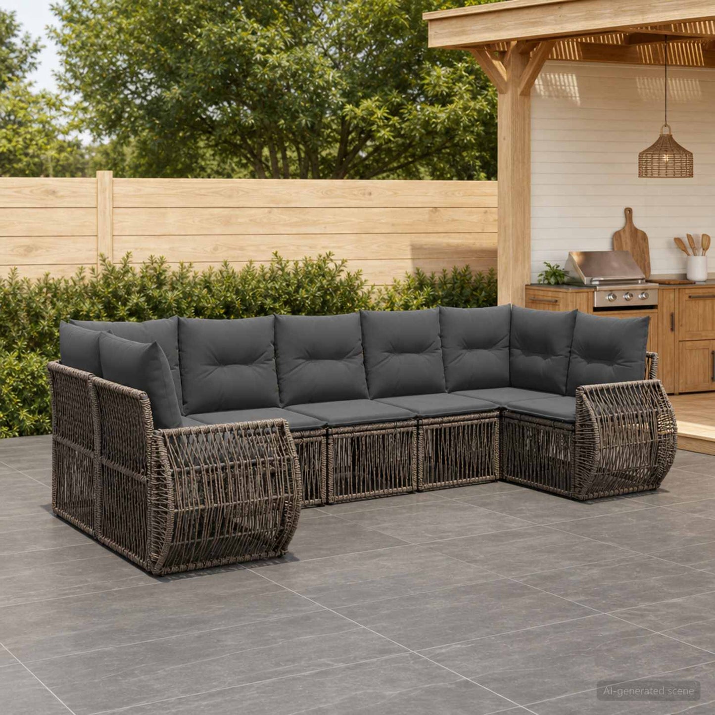 Gartensofa-set 7 stk. 7-Sitzanzahl Grau und Dunkelgrau