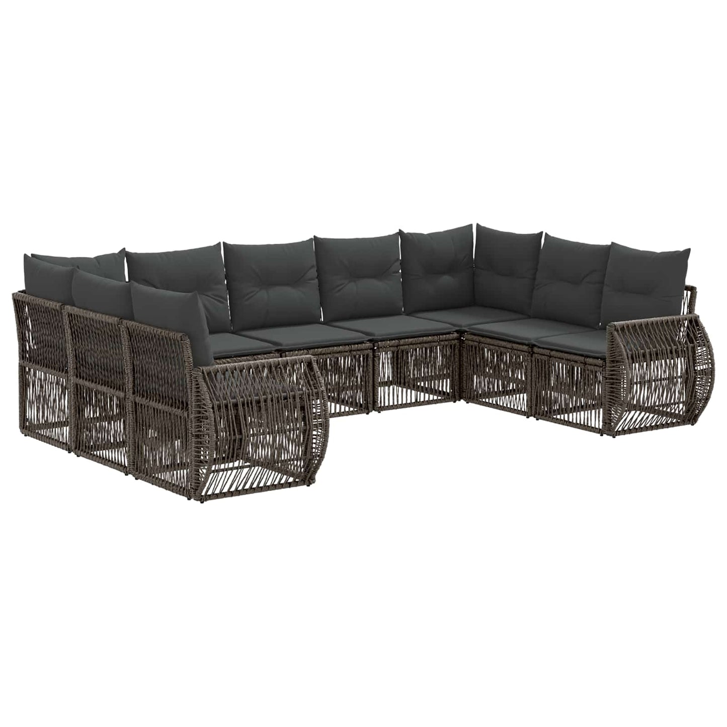 Gartensofa-set 9 stk. Grau und Dunkelgrau Poly-Rattan
