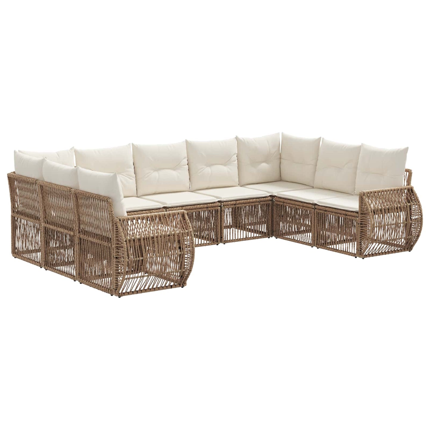 Gartensofa-set 9 pcs Beige und Cremeweiß Poly-Rattan