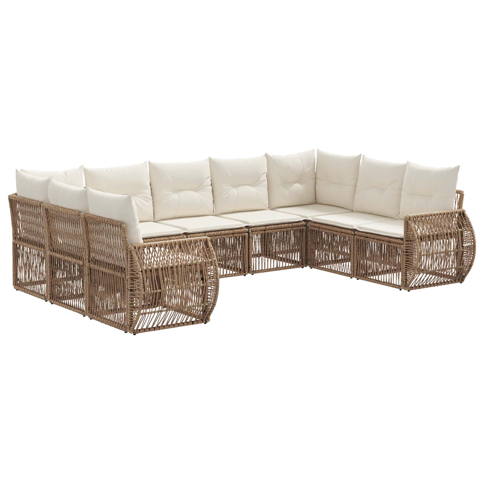 Gartensofa-set 9 pcs Beige und Cremeweiß Poly-Rattan