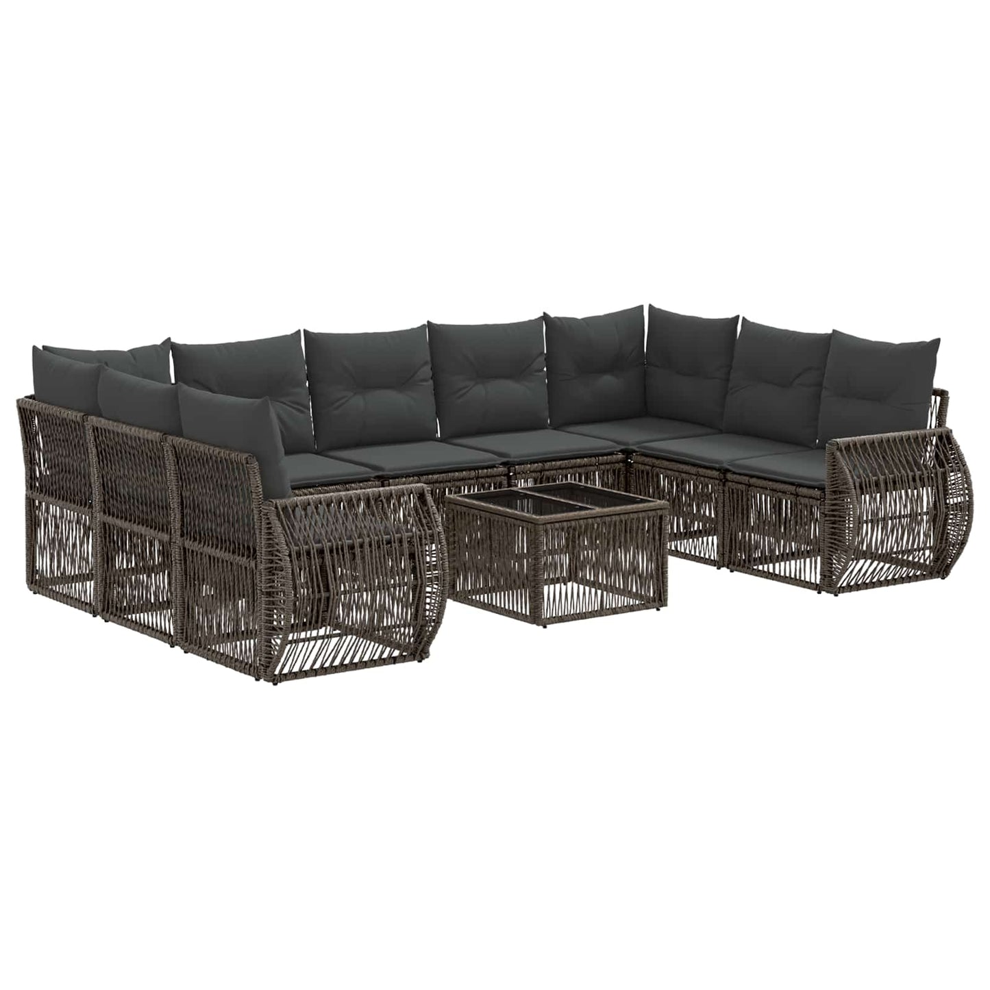 Gartensofa-set 10 stk. Grau und Dunkelgrau Poly-Rattan