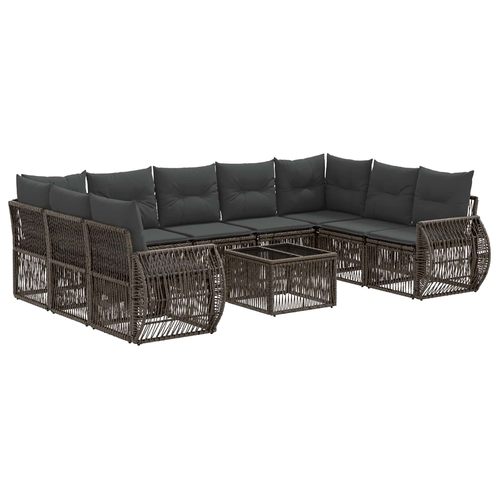 Gartensofa-set 10 stk. Grau und Dunkelgrau Poly-Rattan