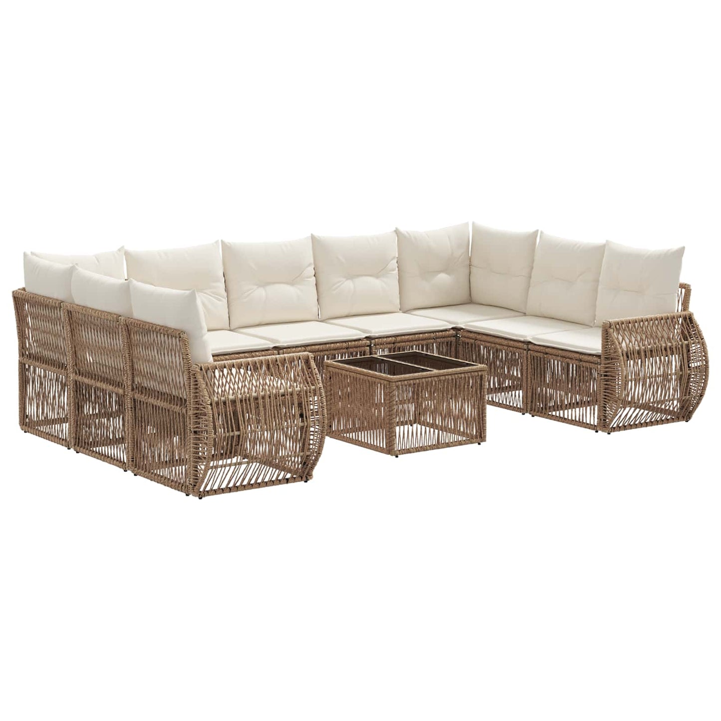Gartensofa-set 10 pcs Beige und Cremeweiß Poly-Rattan