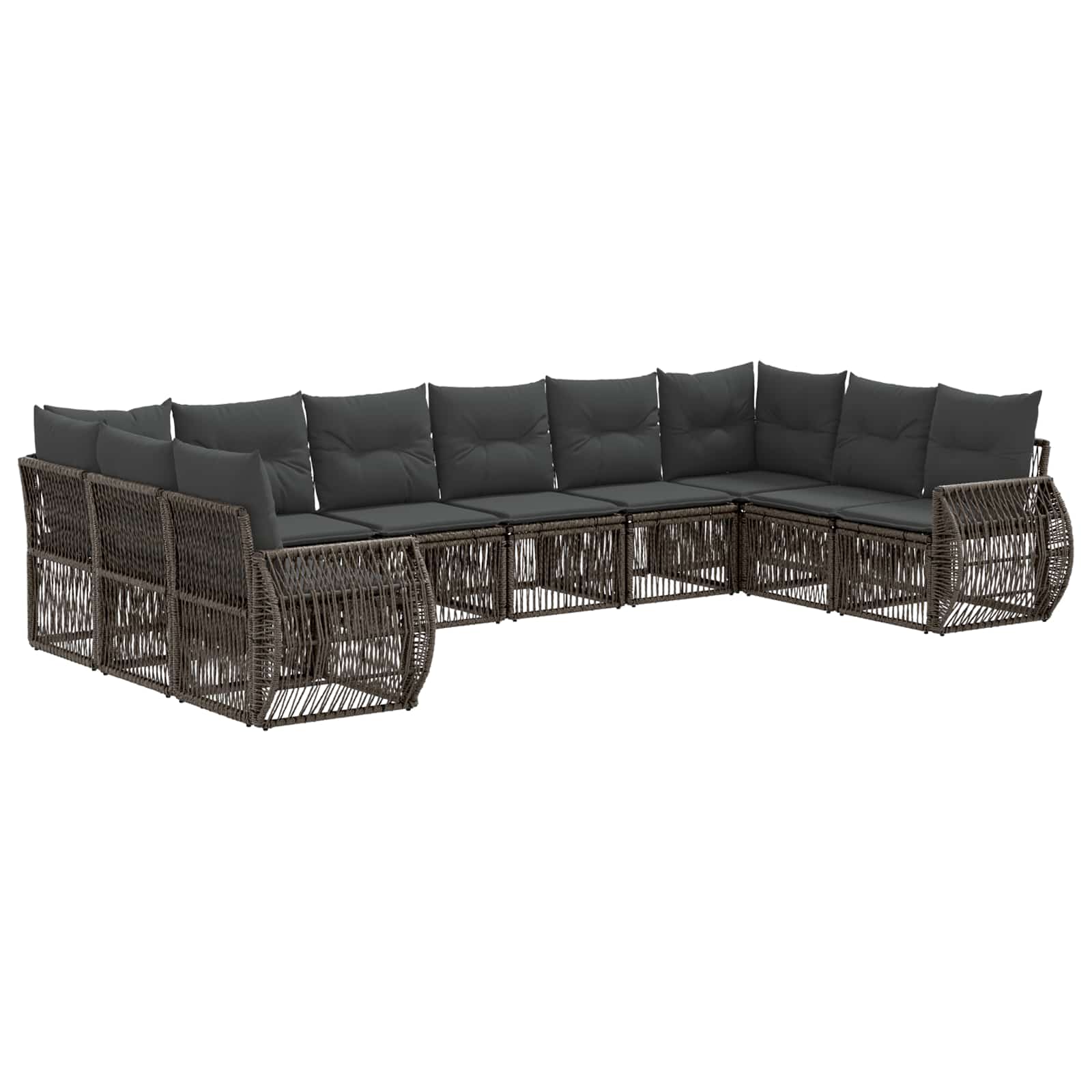 Gartensofa-set 10 pcs Grau und Dunkelgrau Poly-Rattan