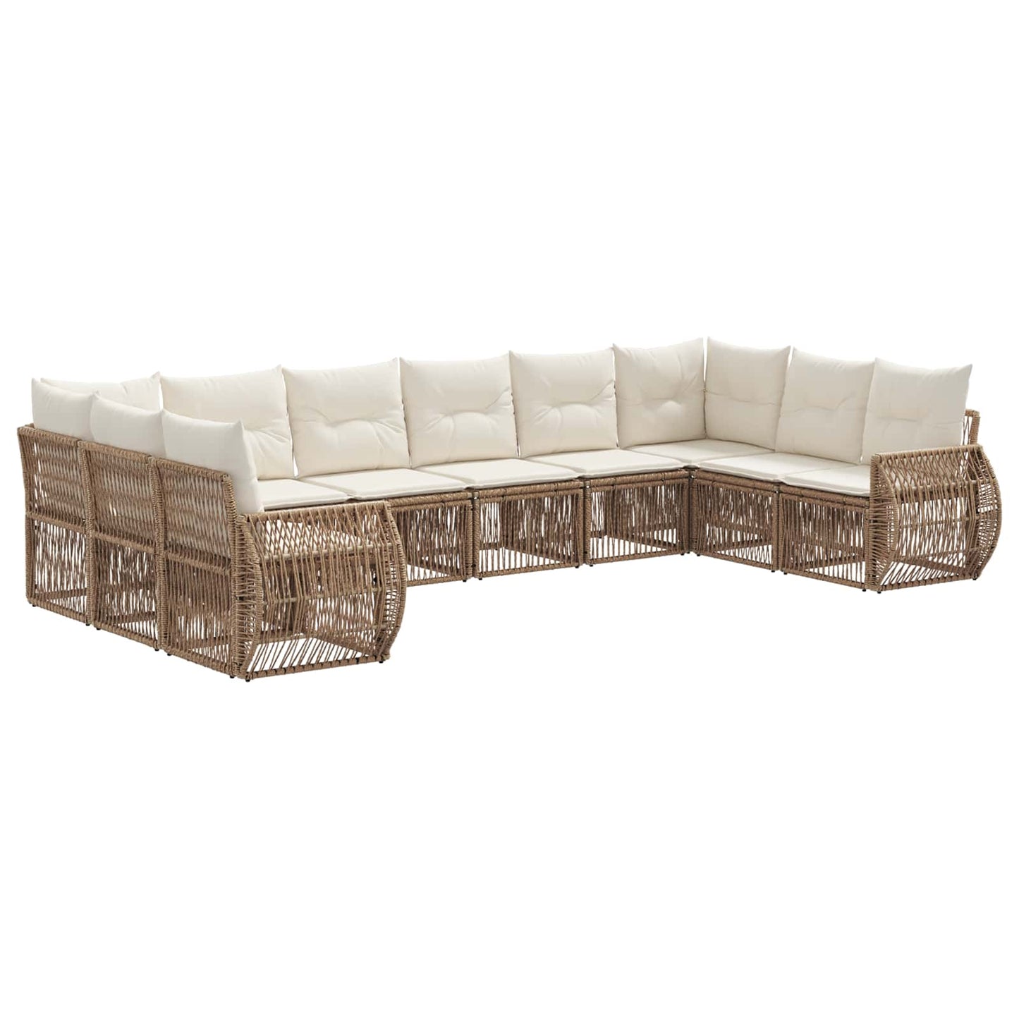 Gartensofa-set 10 pcs Beige und Cremeweiß Poly-Rattan