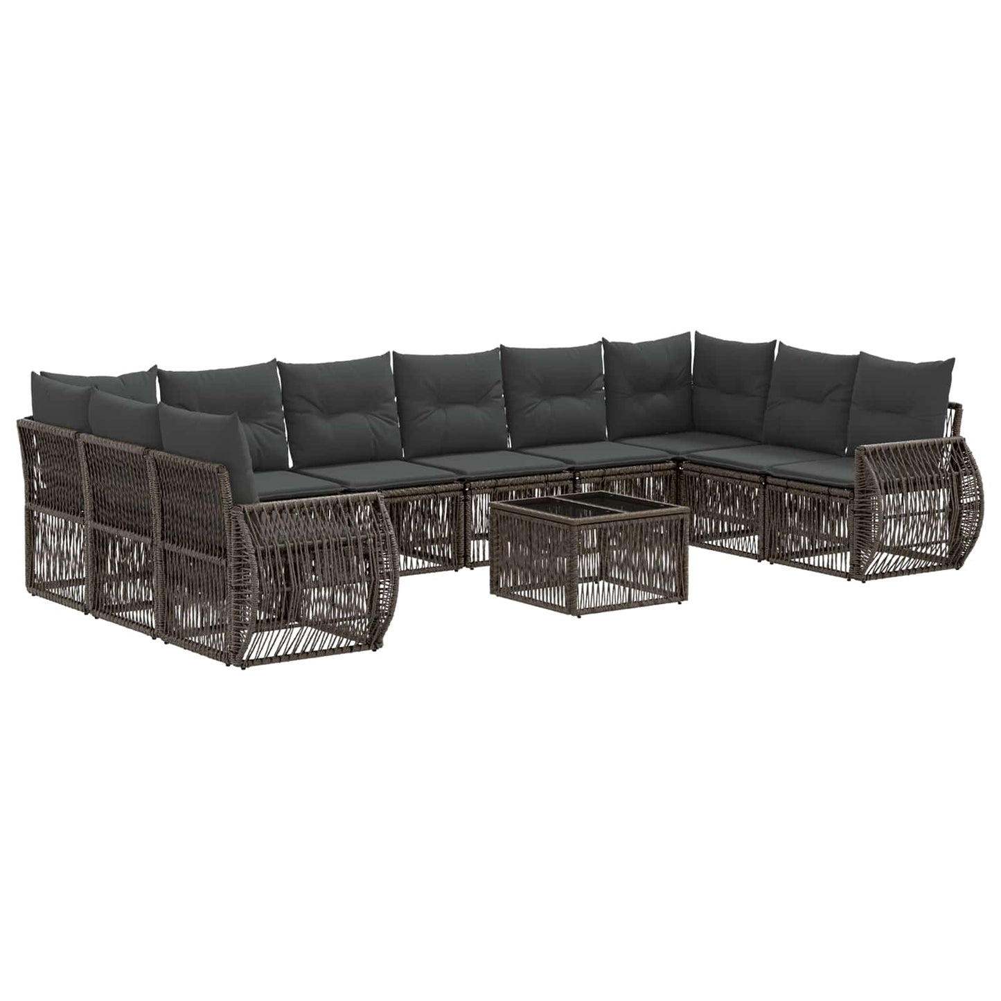 Gartensofa-set 11 stk. Grau und Dunkelgrau Poly-Rattan
