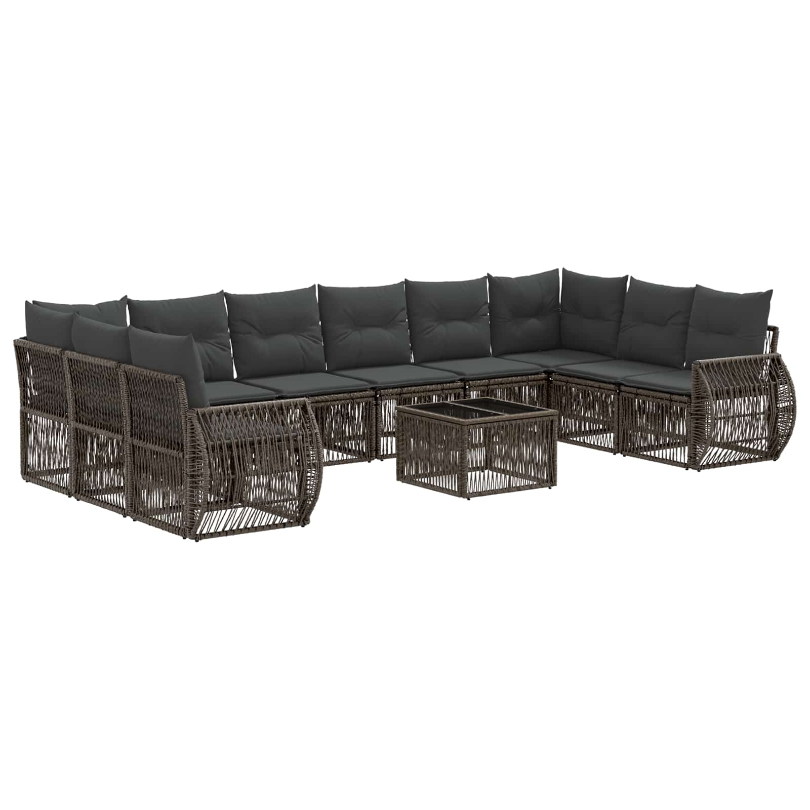 Gartensofa-set 11 stk. Grau und Dunkelgrau Poly-Rattan