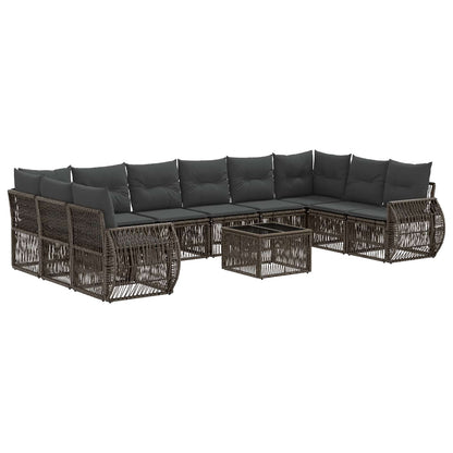 Gartensofa-set 11 stk. Grau und Dunkelgrau Poly-Rattan