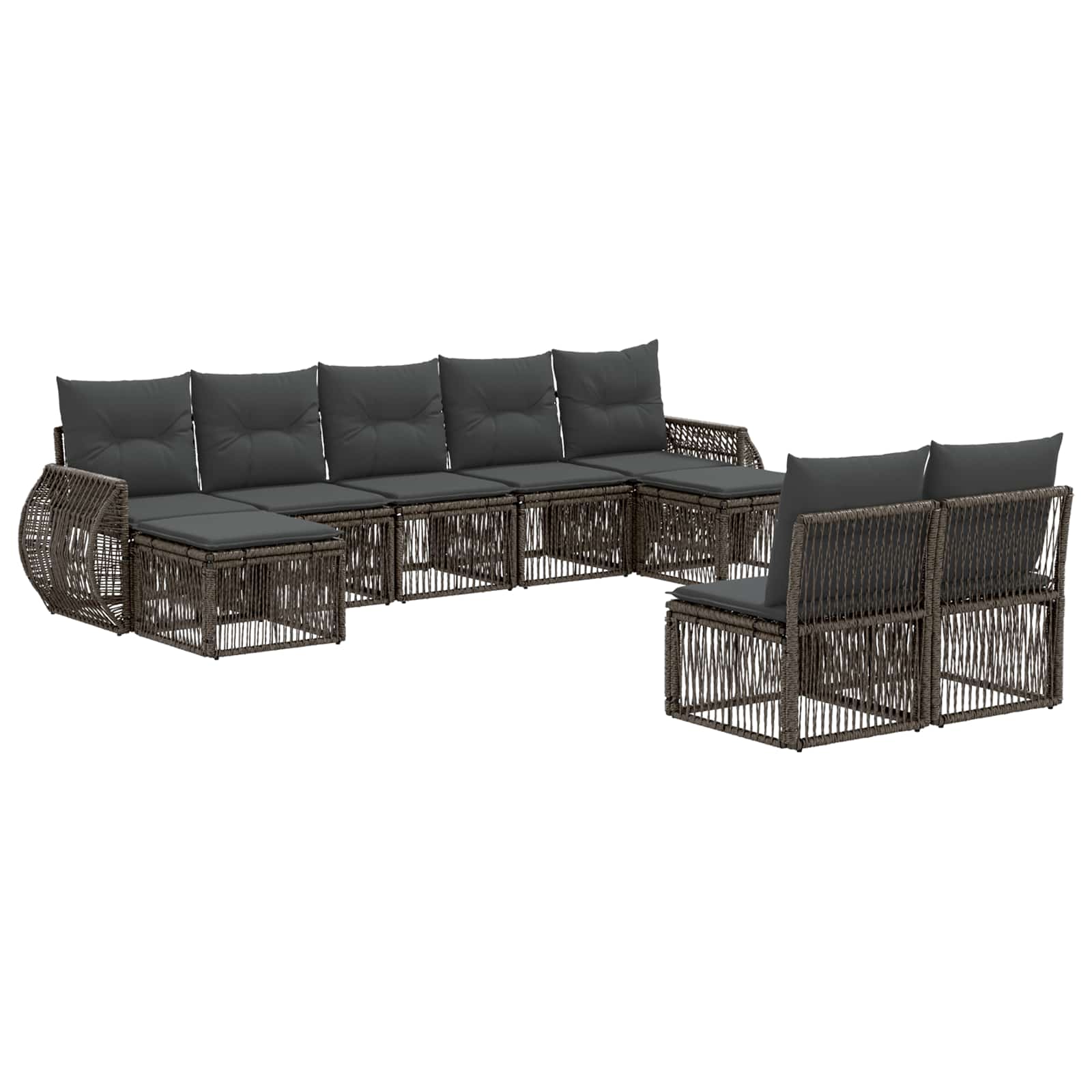 Gartensofa-set 9 stk. Grau und Dunkelgrau Poly-Rattan