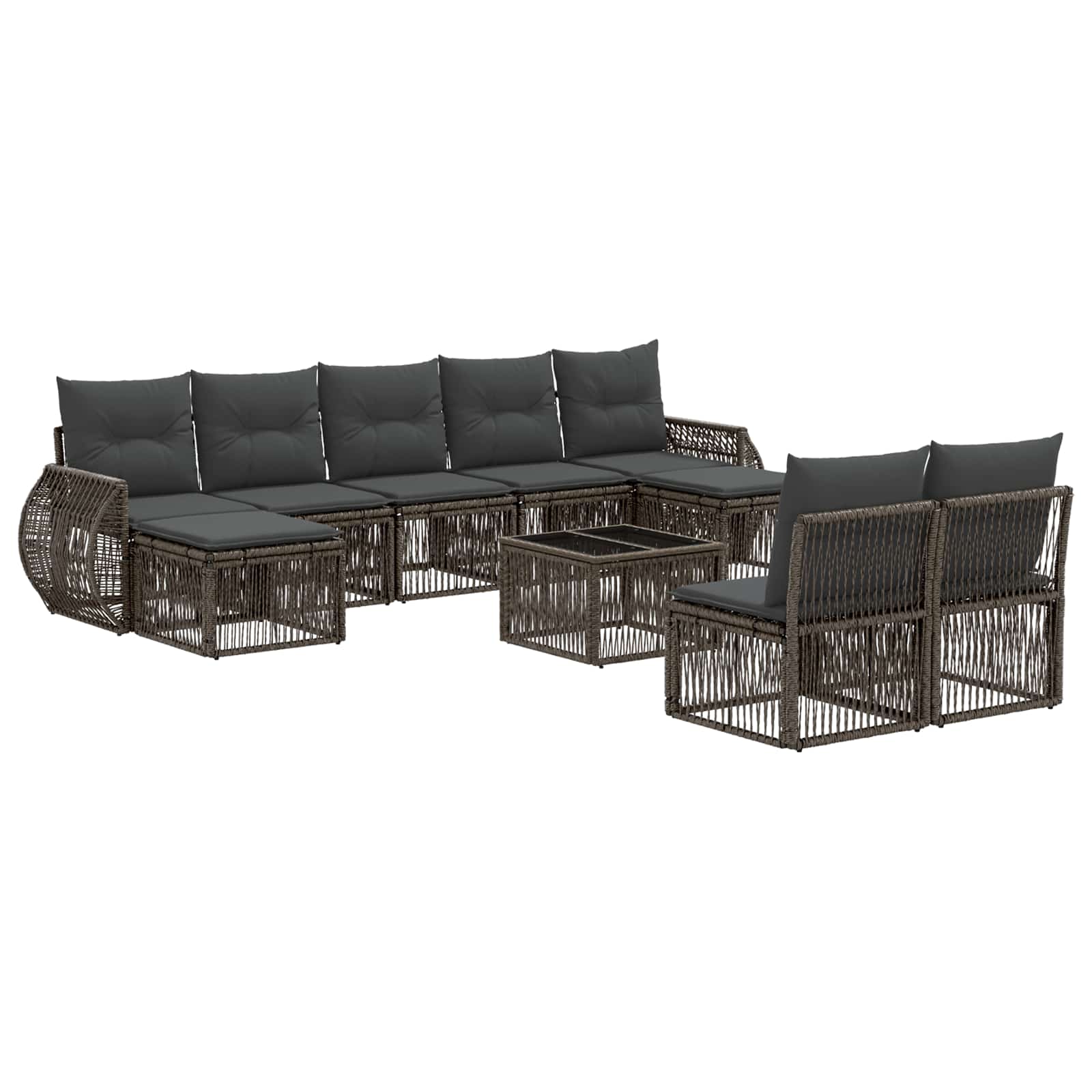 Gartensofa-set 10 stk. Grau und Dunkelgrau Poly-Rattan