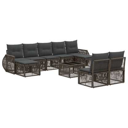 Gartensofa-set 10 stk. Grau und Dunkelgrau Poly-Rattan