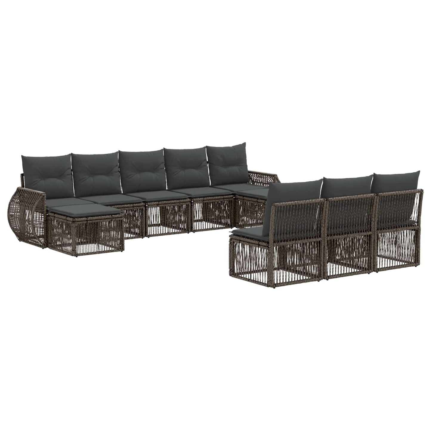 Gartensofa-set 10 stk. Grau und Dunkelgrau Poly-Rattan